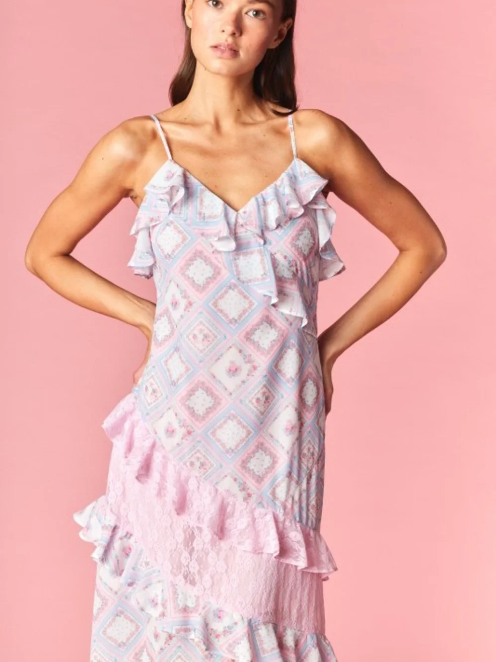 Pink Ruffle Tiered Maxi Dress - Picture 7 of 9